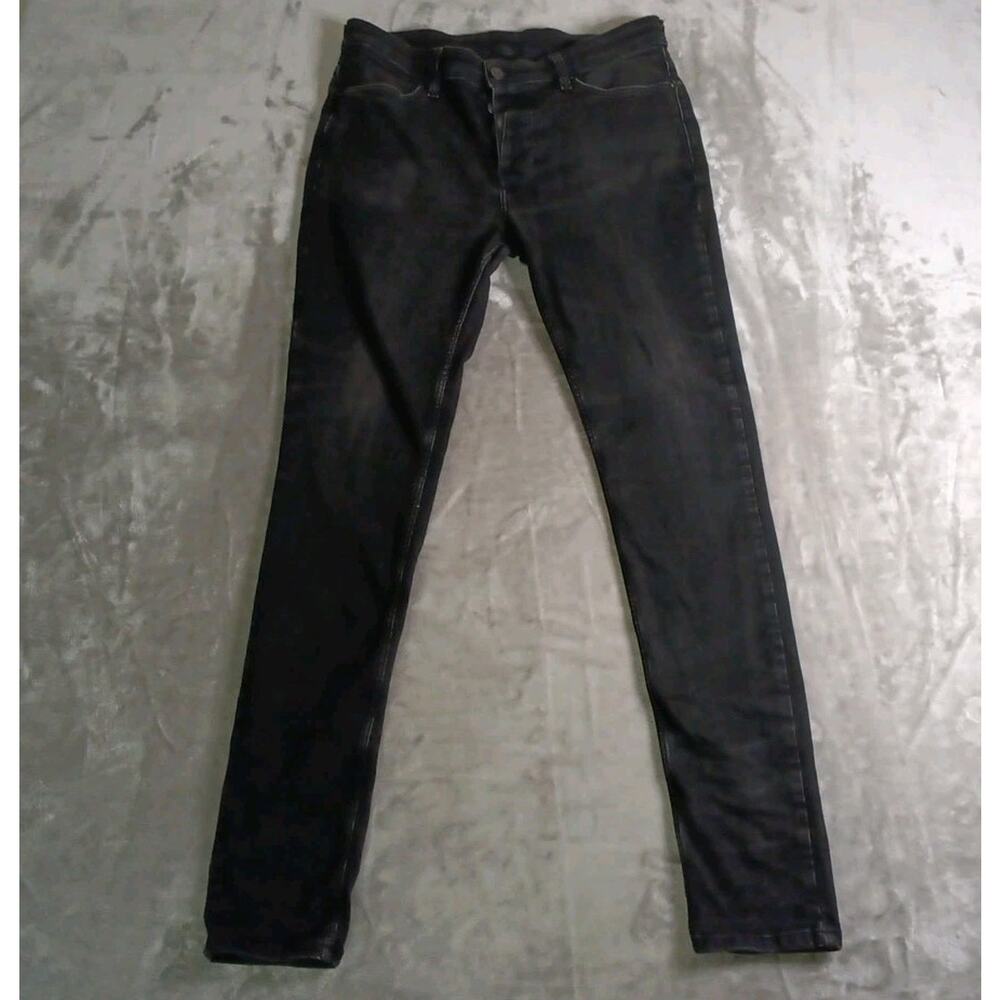 Ksubi Black Denim Jeans Mens 33W x 31L Button Fly Skinny Leg